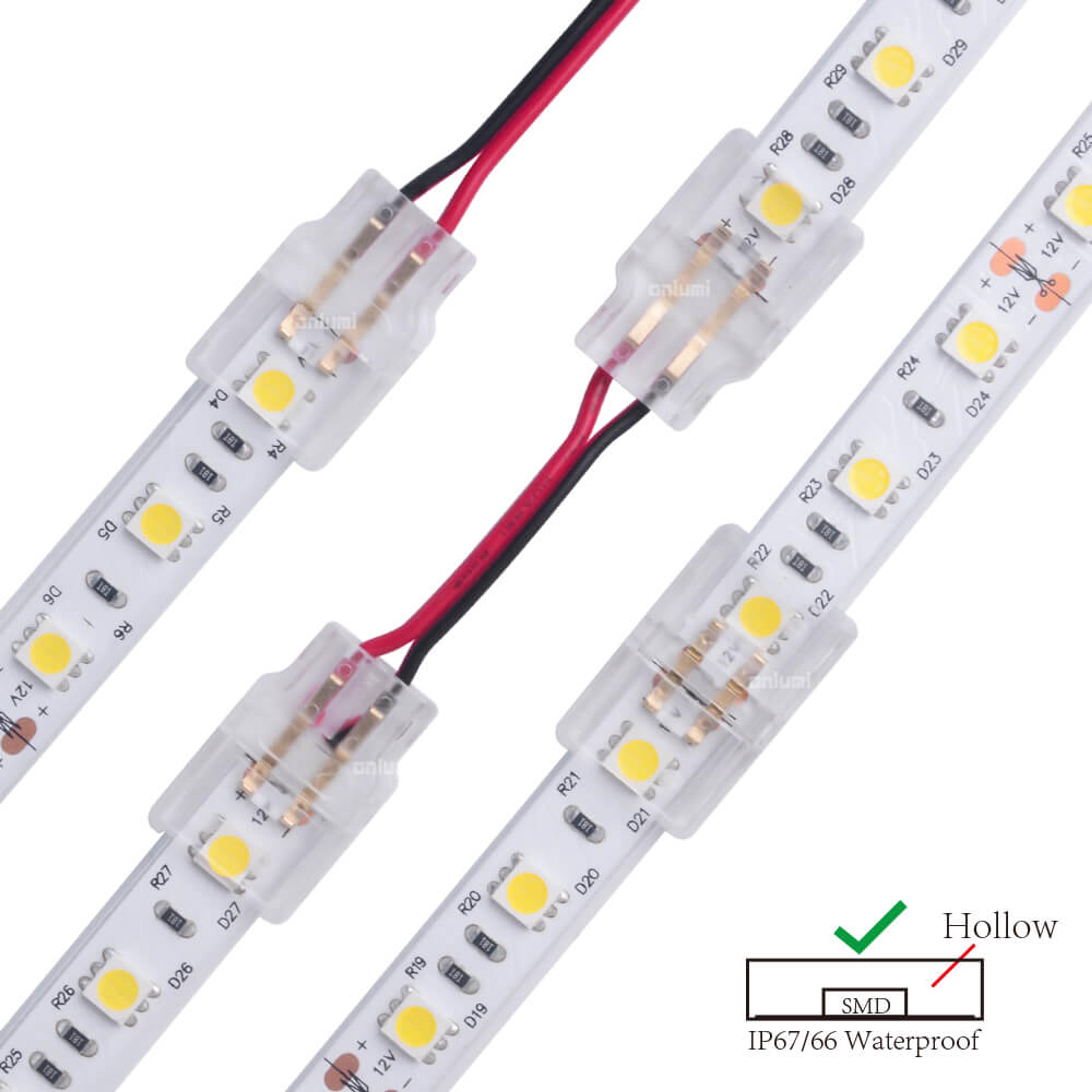 10mm/12.5mm 2 Pins Outdoor LED Strip Connector for SMD Mono-Hippo-M Outdoor Hollow