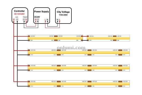 Parallel connection of led stirp