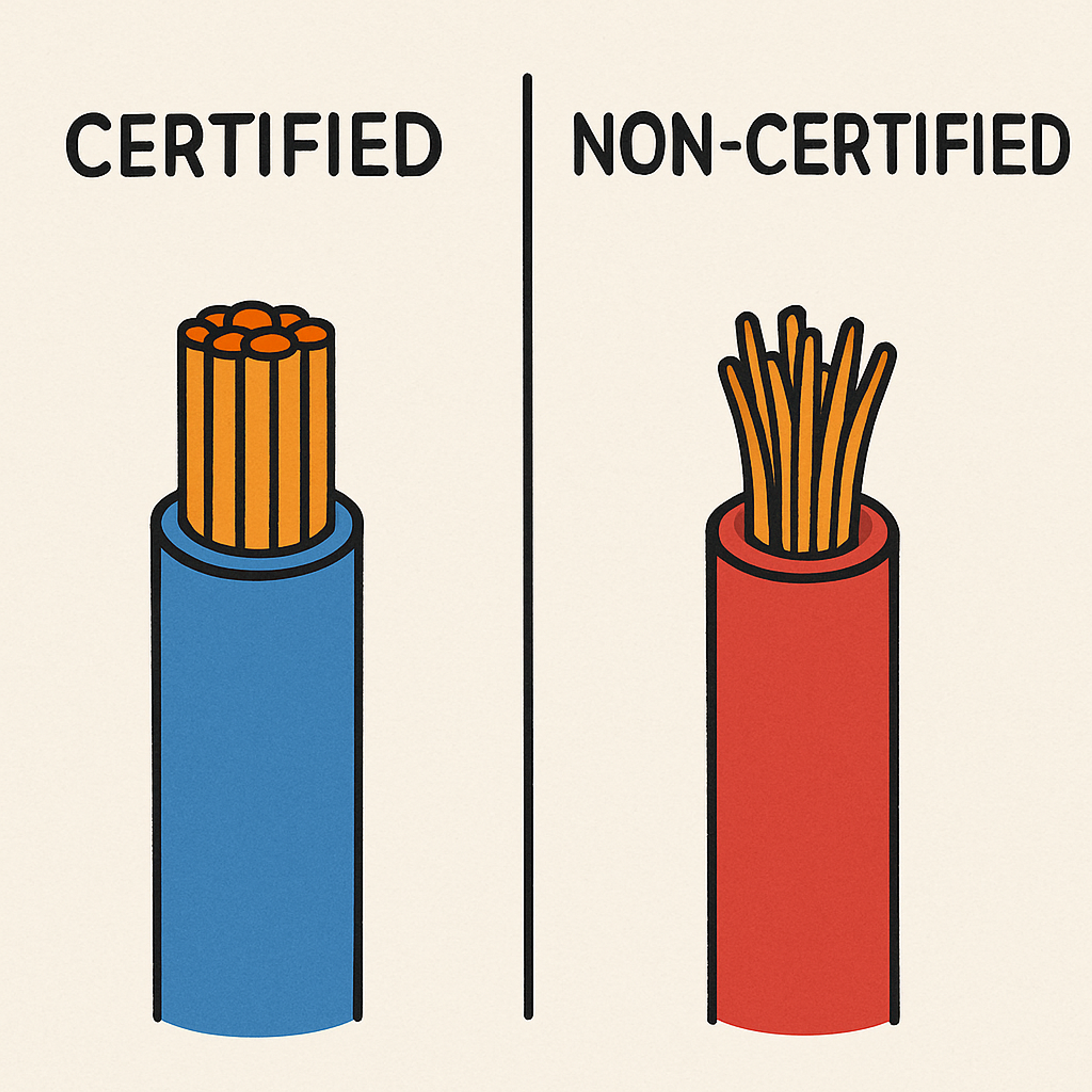 Comparison between certified and non-certified wires