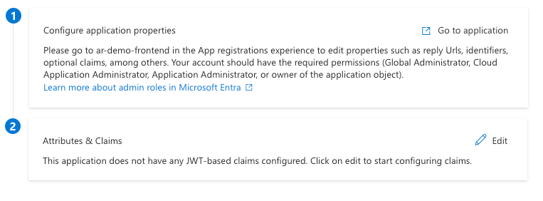 The single sign-on configuration page